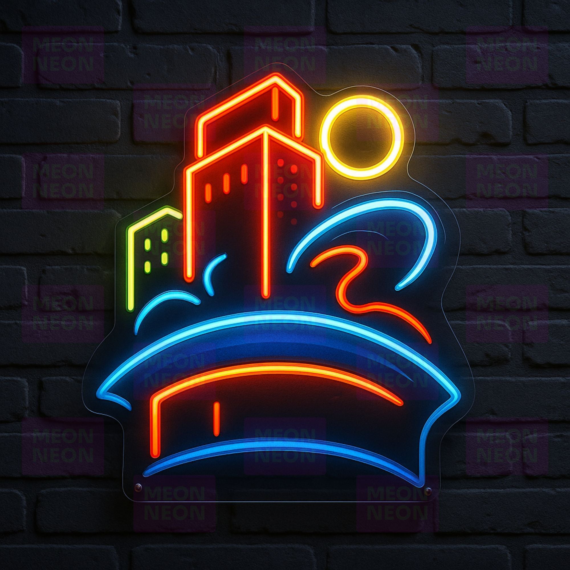 NYC Cityscape Abstract Neon Sign