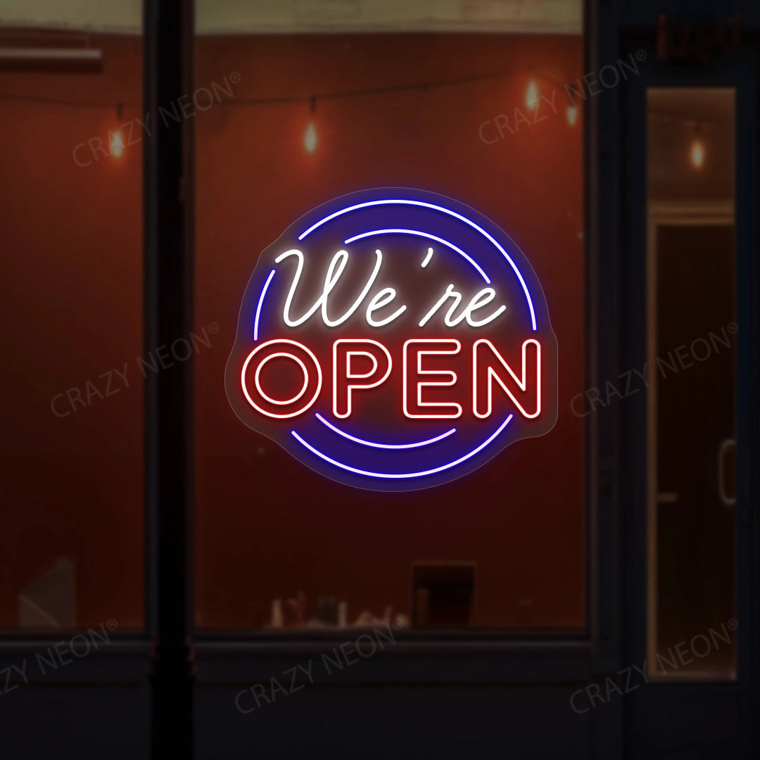 We're Open Neon Sign - Multicolor image 0