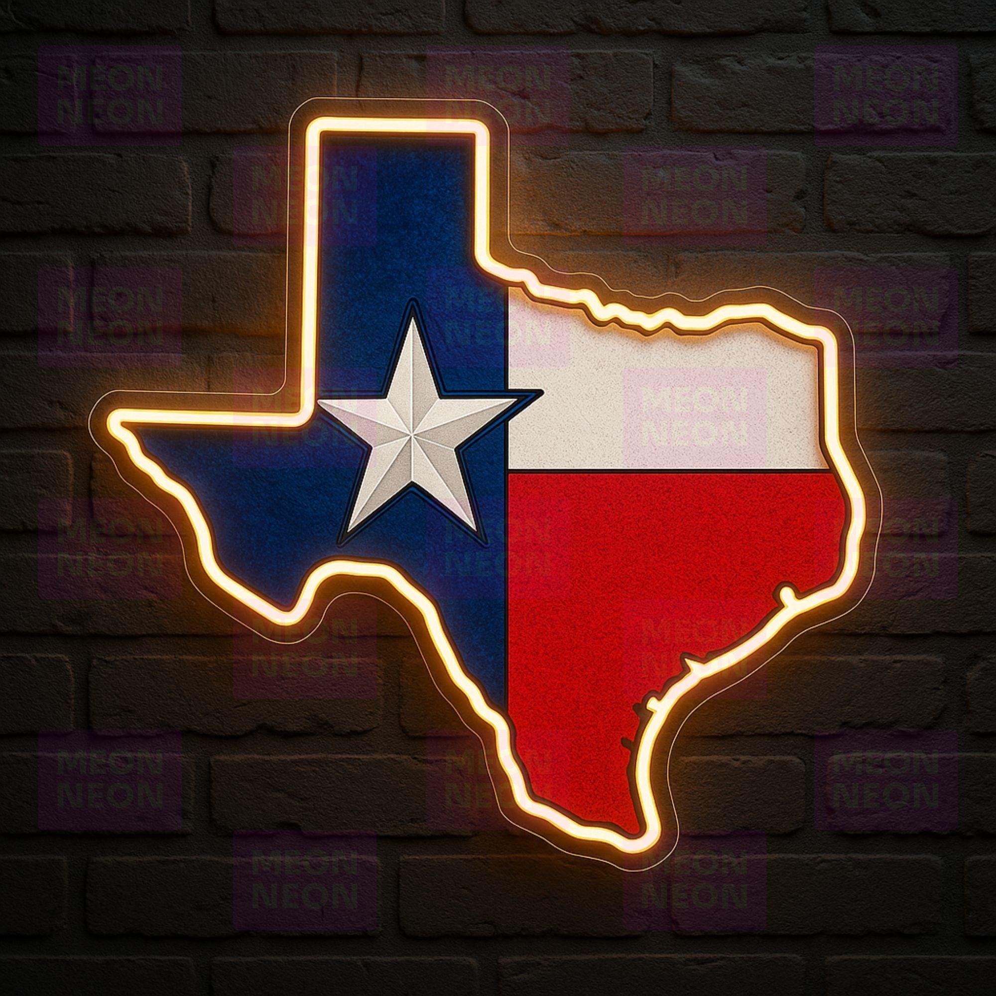 Texas Flag Neon Wall Sign with 3D Star