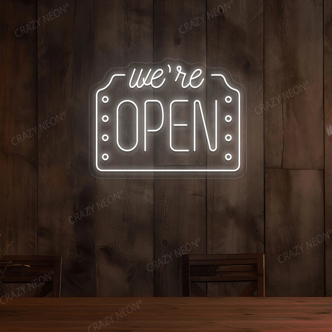 We're Open Sign Box Shape image 0