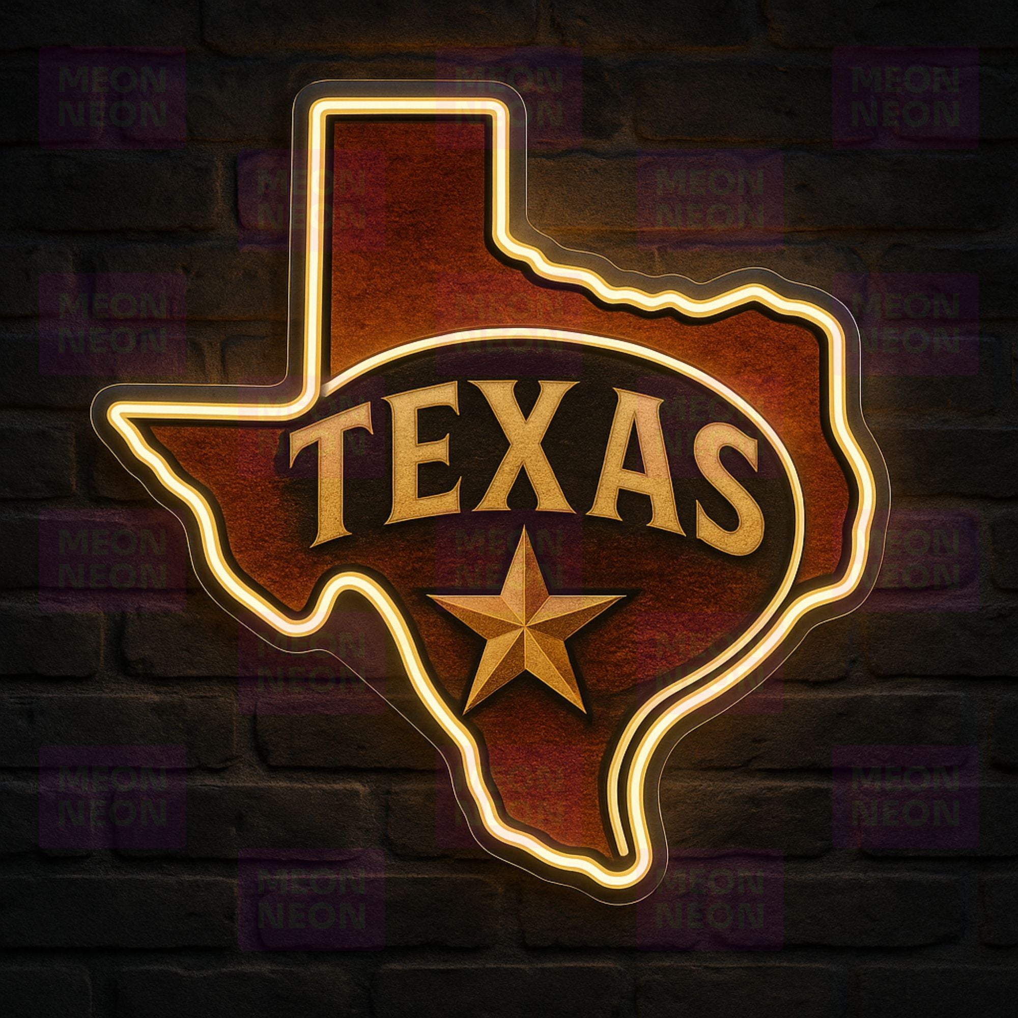 Star State Medallion Circular Texas Star Neon Sign