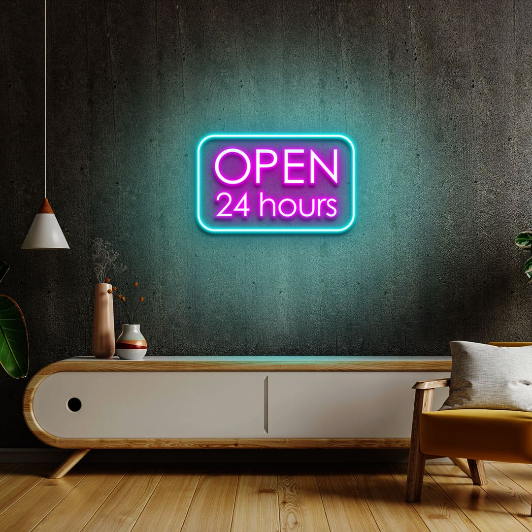 Open 24 Hours Rectanle Sign - Multicolor image 0