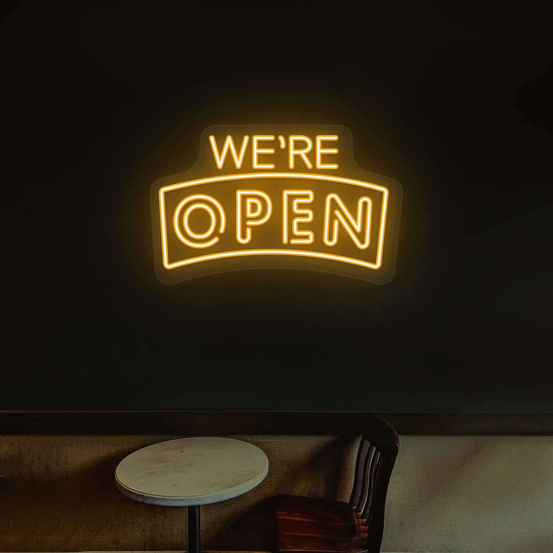 We're Open Arc Shape Sign image 1