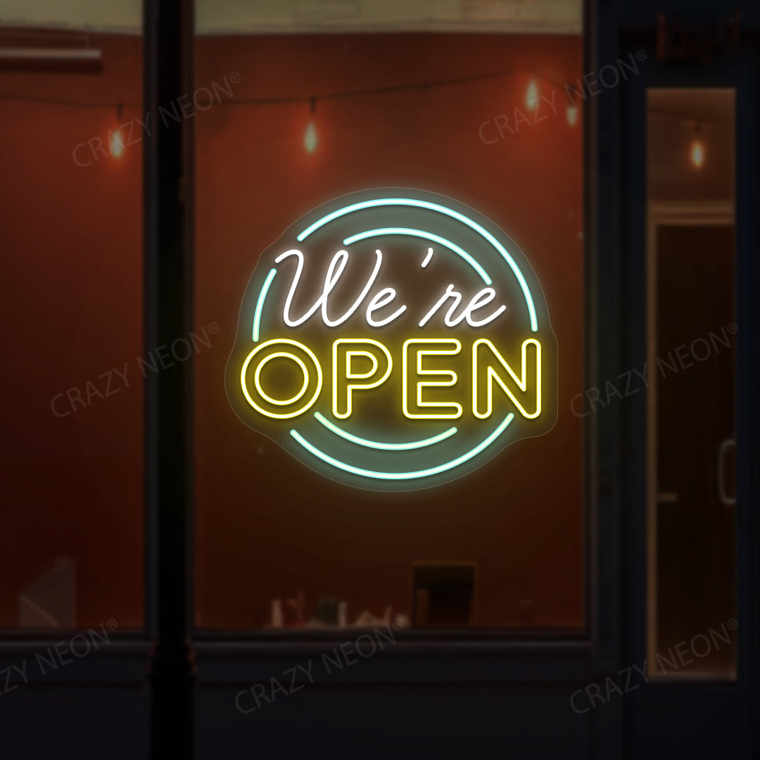 We're Open Neon Sign - Multicolor image 1