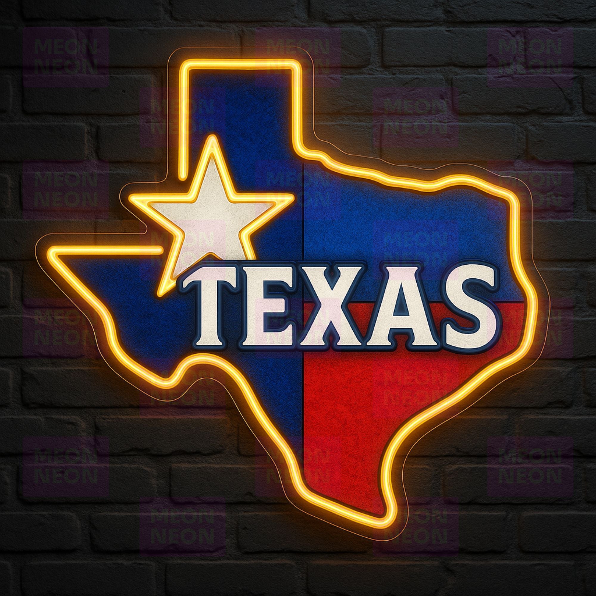 Illuminated Lone Star - Modern Texas Flag Neon Sign
