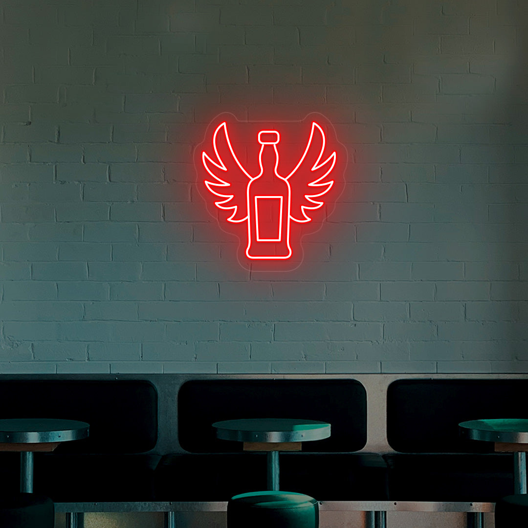 Whiskey Bottle With Wings Neon Sign image 0