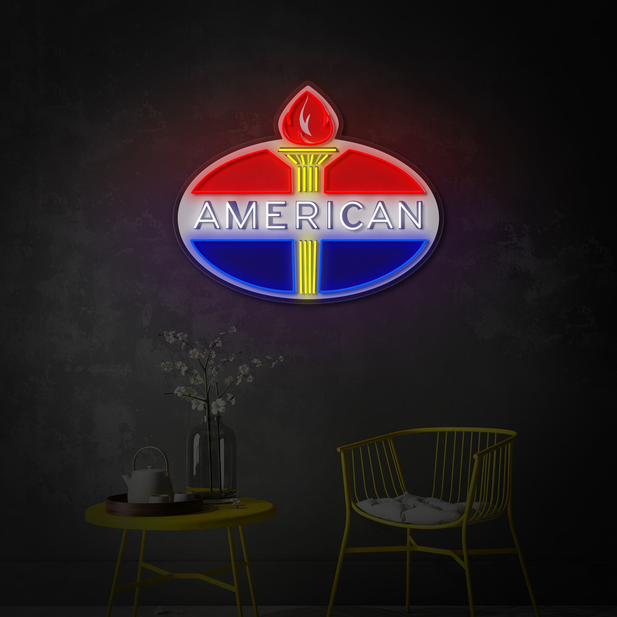 Vintage American Gasoline LED Neon Sign | Retro Wall Decor