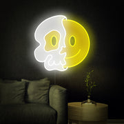 Split Skull Smile LED Neon Sign | Pop Art Wall Light