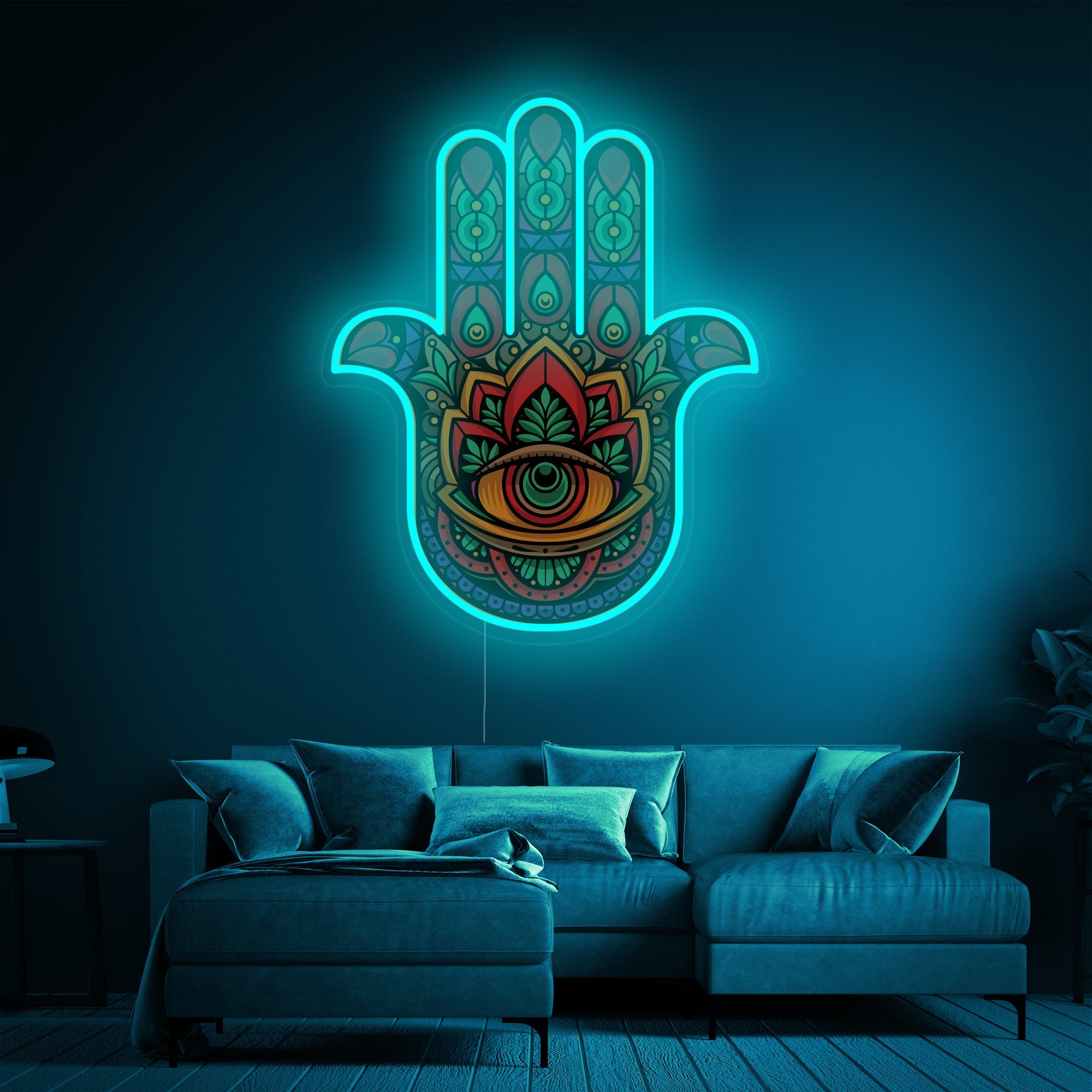 Hamsa Protection LED Neon Sign | Spiritual Wall Art