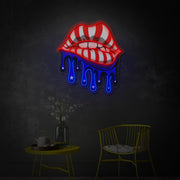 American Flag Lips LED Neon Sign | Patriotic Wall Art