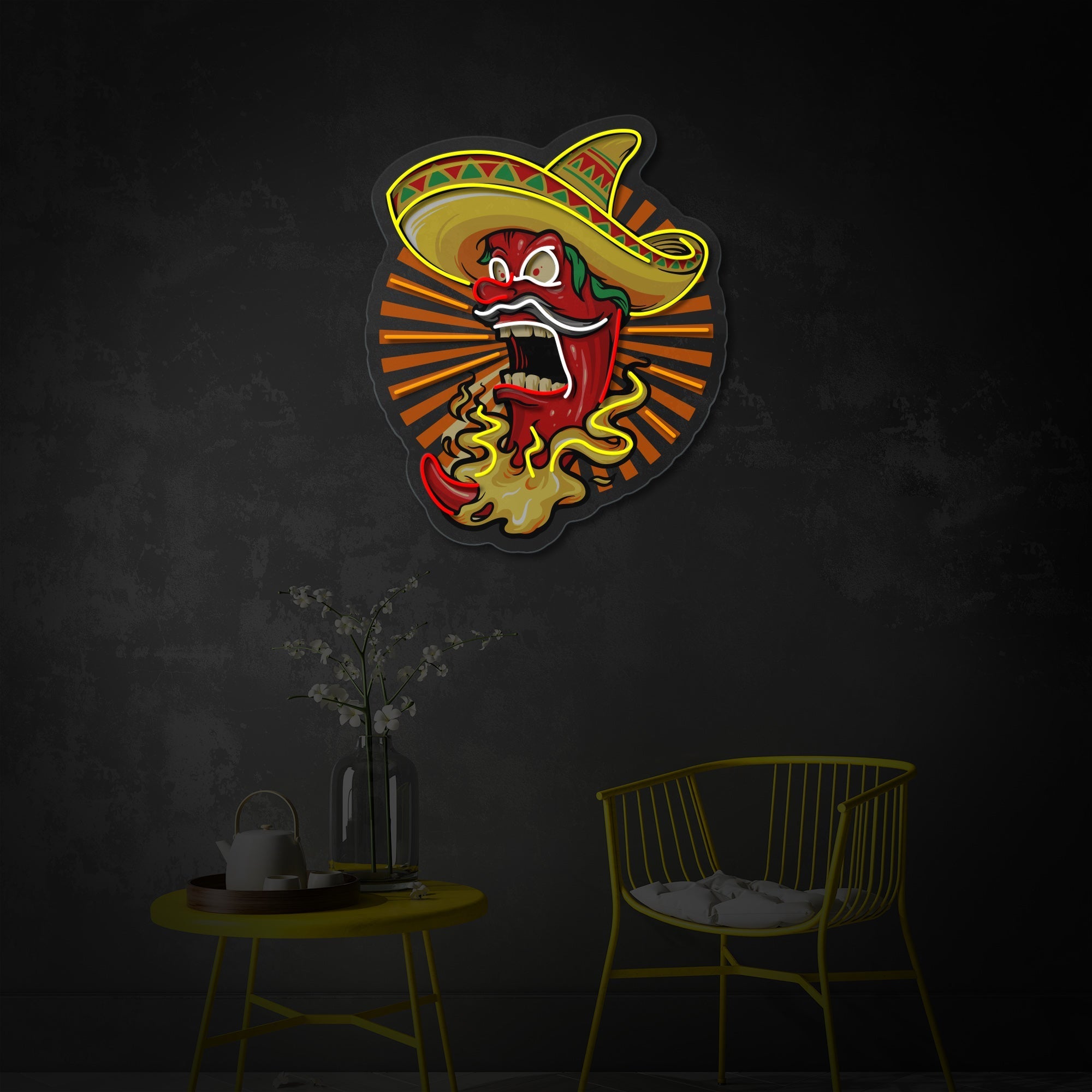 Mexican Chili Character LED Neon Sign | Restaurant Decor