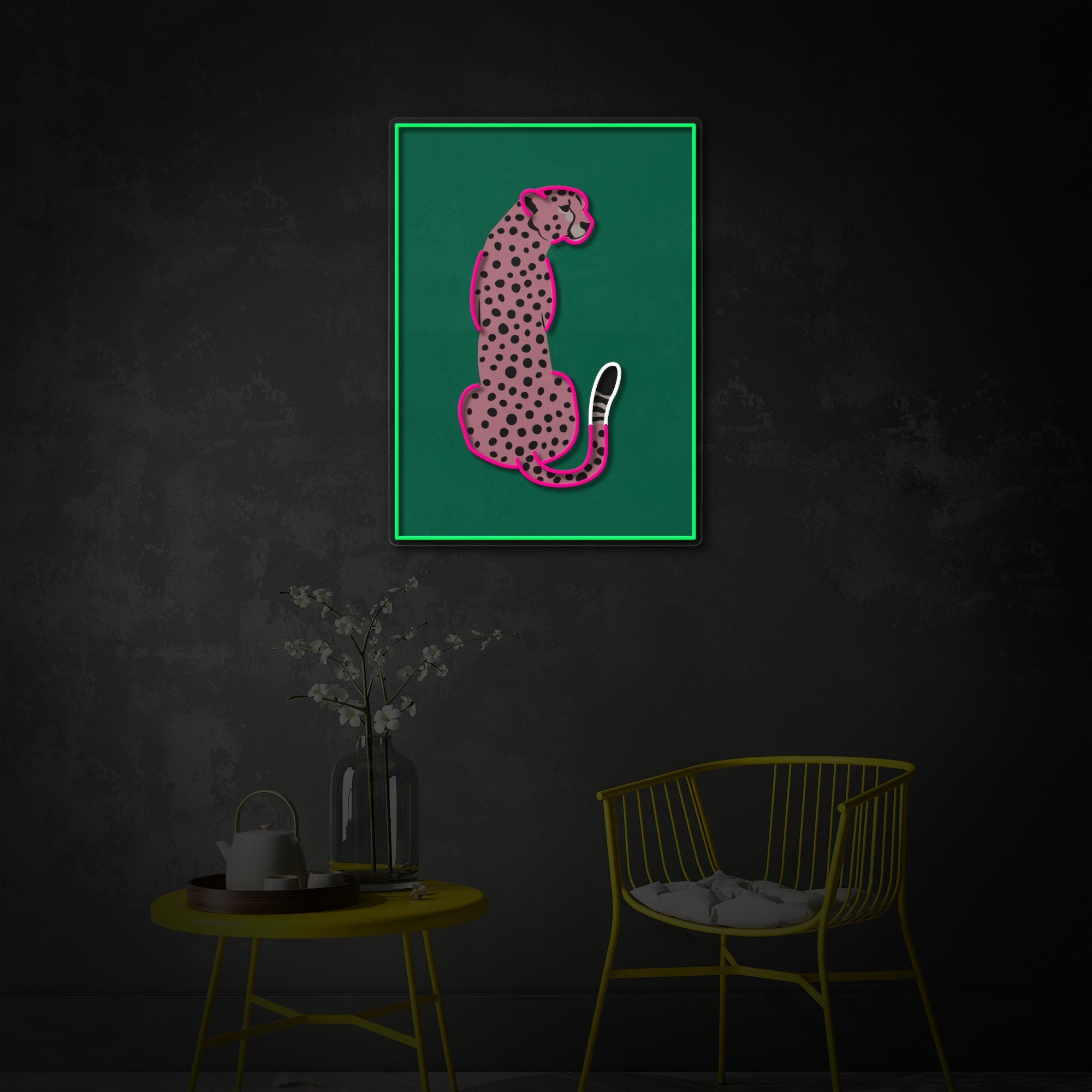 Pink Leopard LED Neon Sign | Safari Pop Art