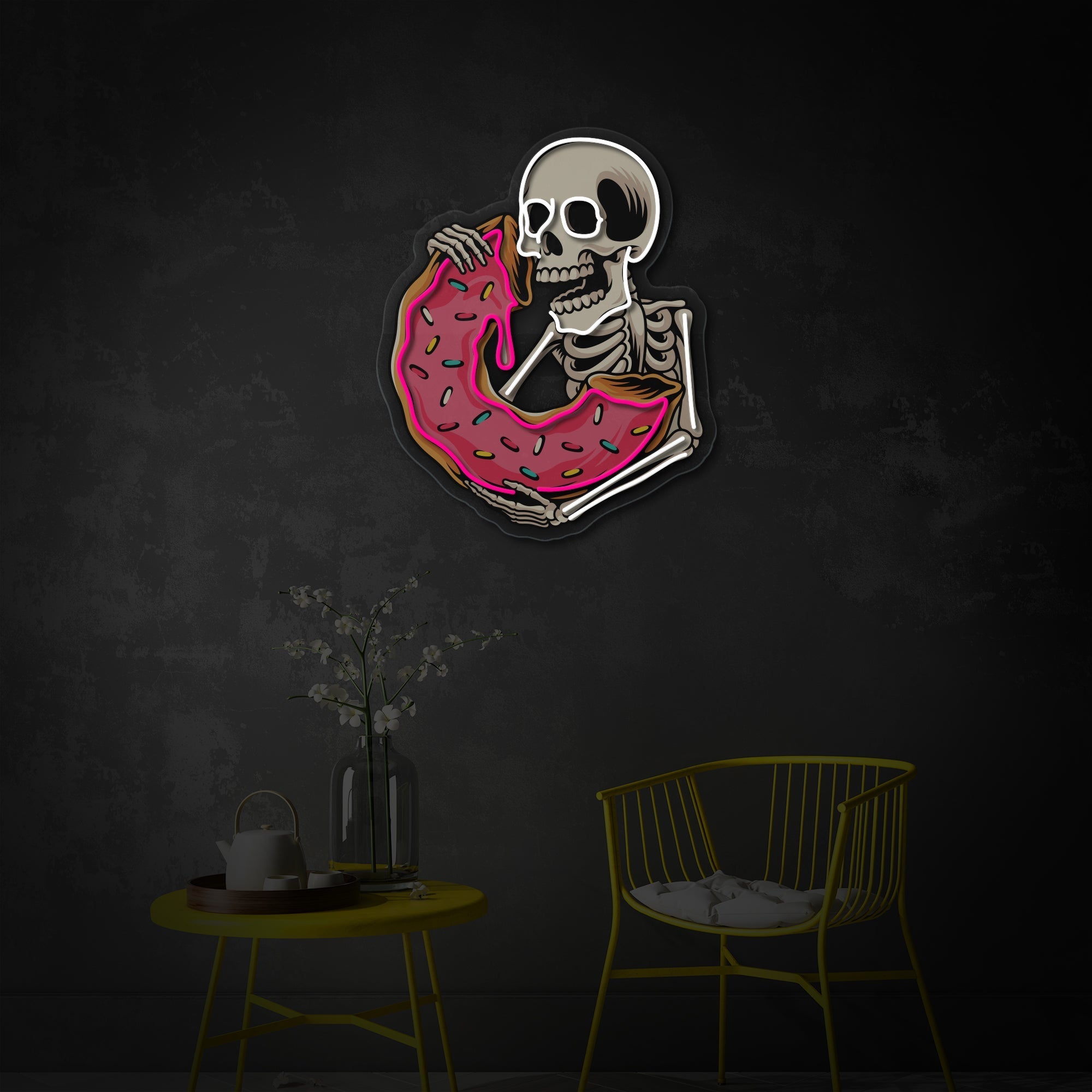 Donut Skull LED Neon Sign | Food Pop Art