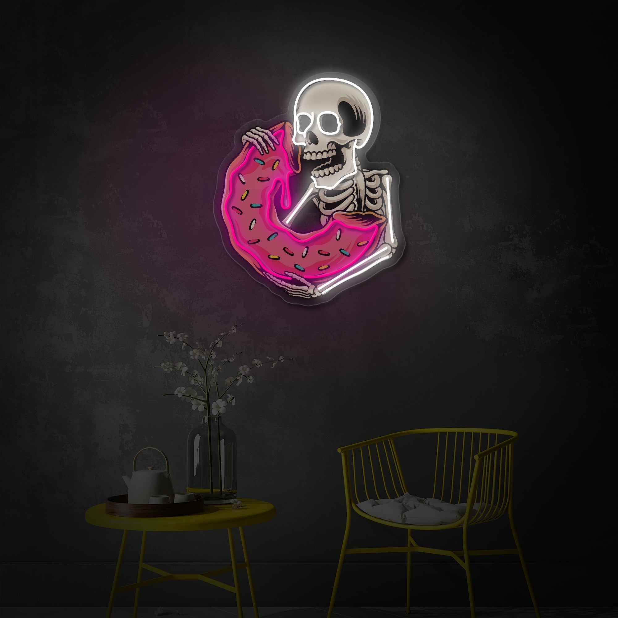 Donut Skull LED Neon Sign | Food Pop Art