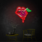 Cherry Lips LED Neon Sign | Beauty Wall Art