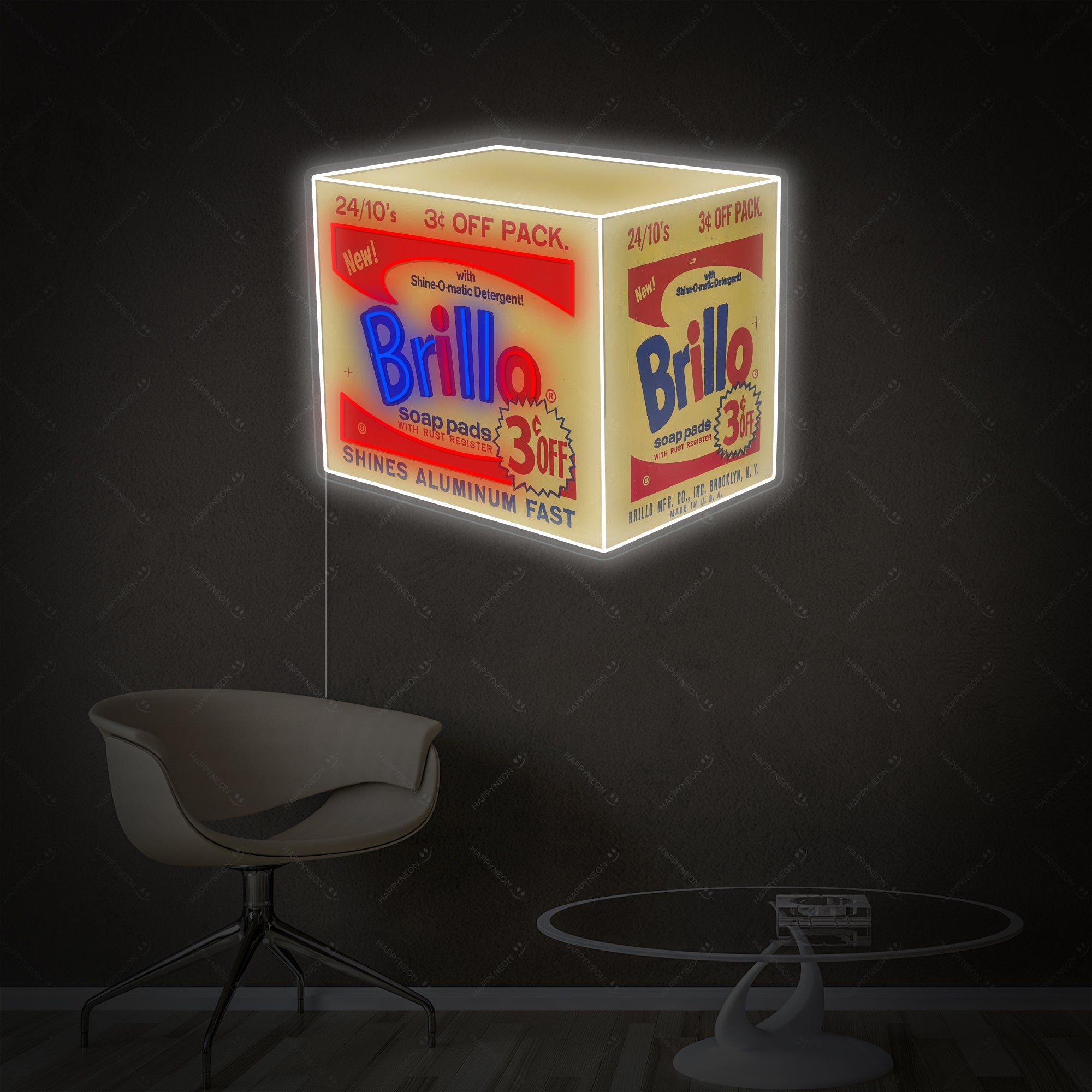 Brillo Box LED Neon Sign | Pop Art Wall Decor