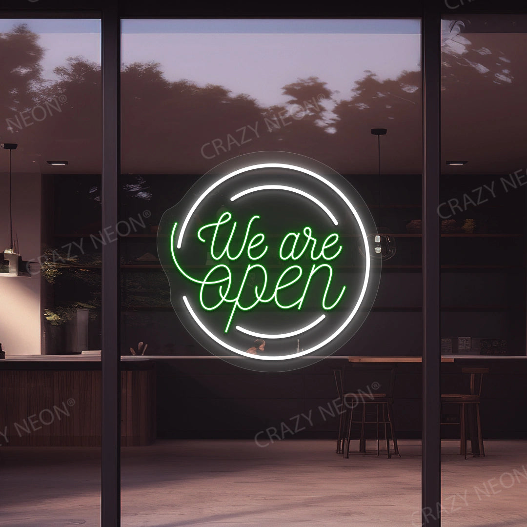 We Are Open Multicolor Round Sign image 0