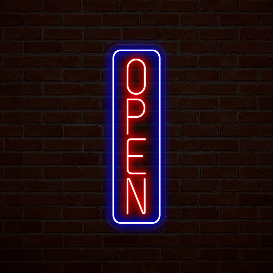 Vertical Open Multicolor Neon Sign image 0