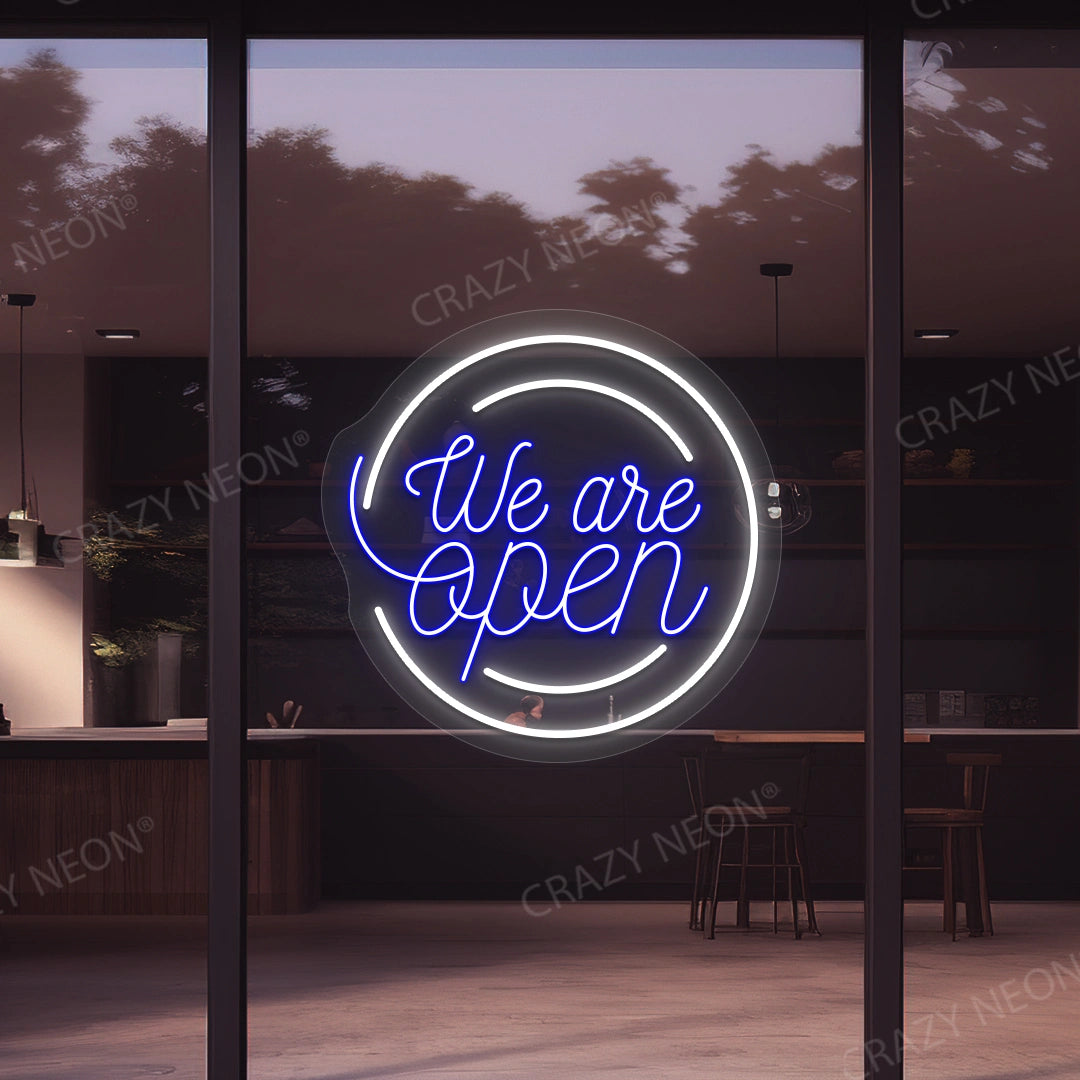 We Are Open Multicolor Round Sign image 1