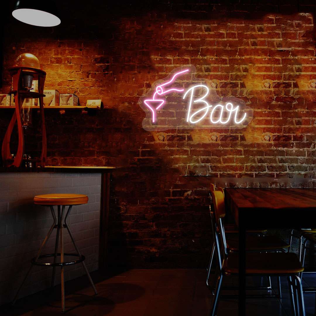 Bar Bottle Glass Neon Sign image 0