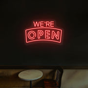 We're Open Arc Shape Sign image 0