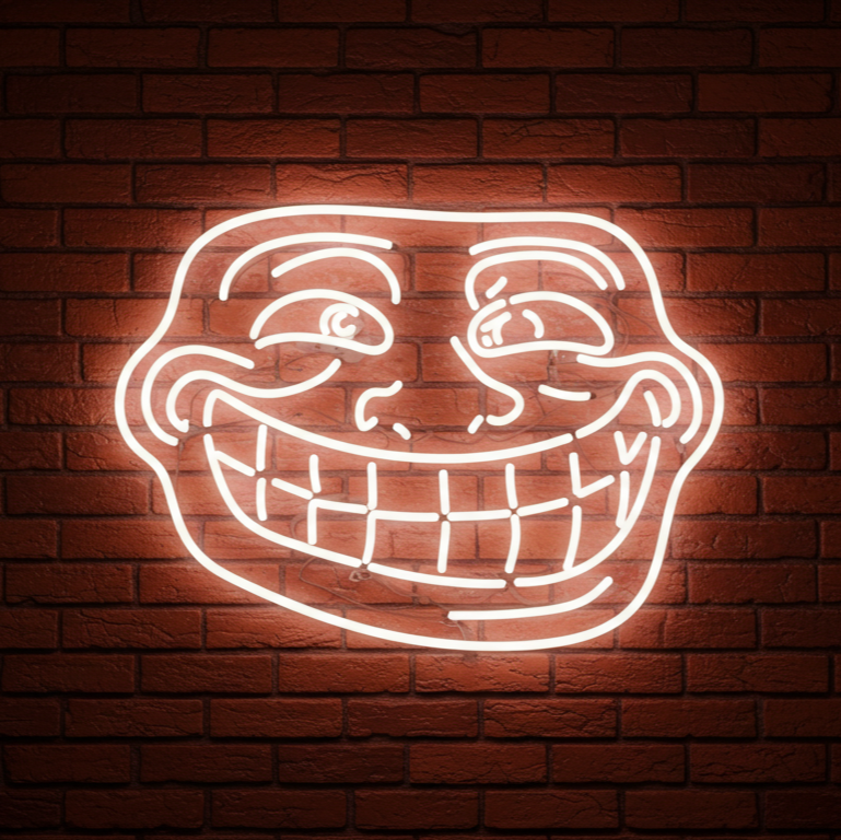 troll meme neon sign